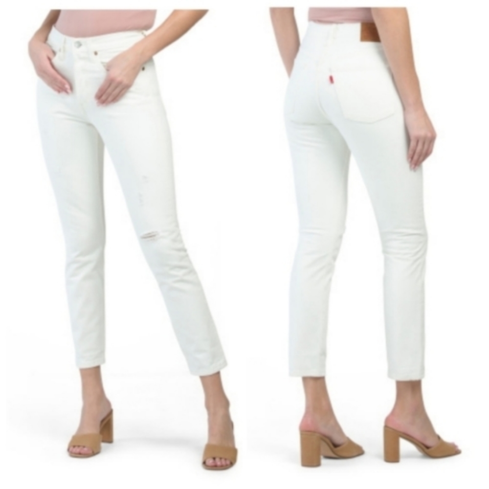 Levi's 501 Skinny Jeans Distressed White Pants - Picture 6 of 12